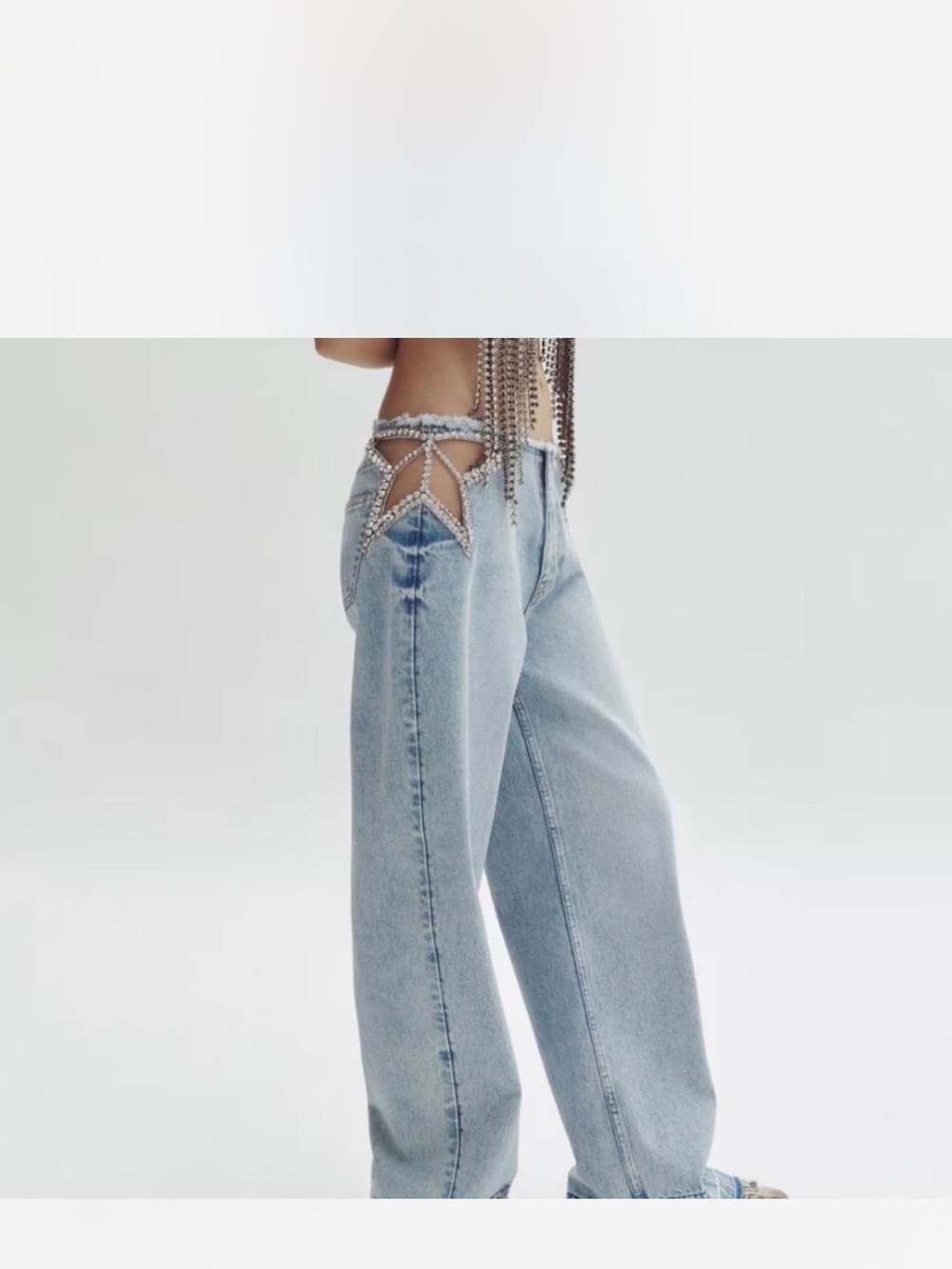 Stella McCartney H&M studded crystal star cut out denim jeans 8